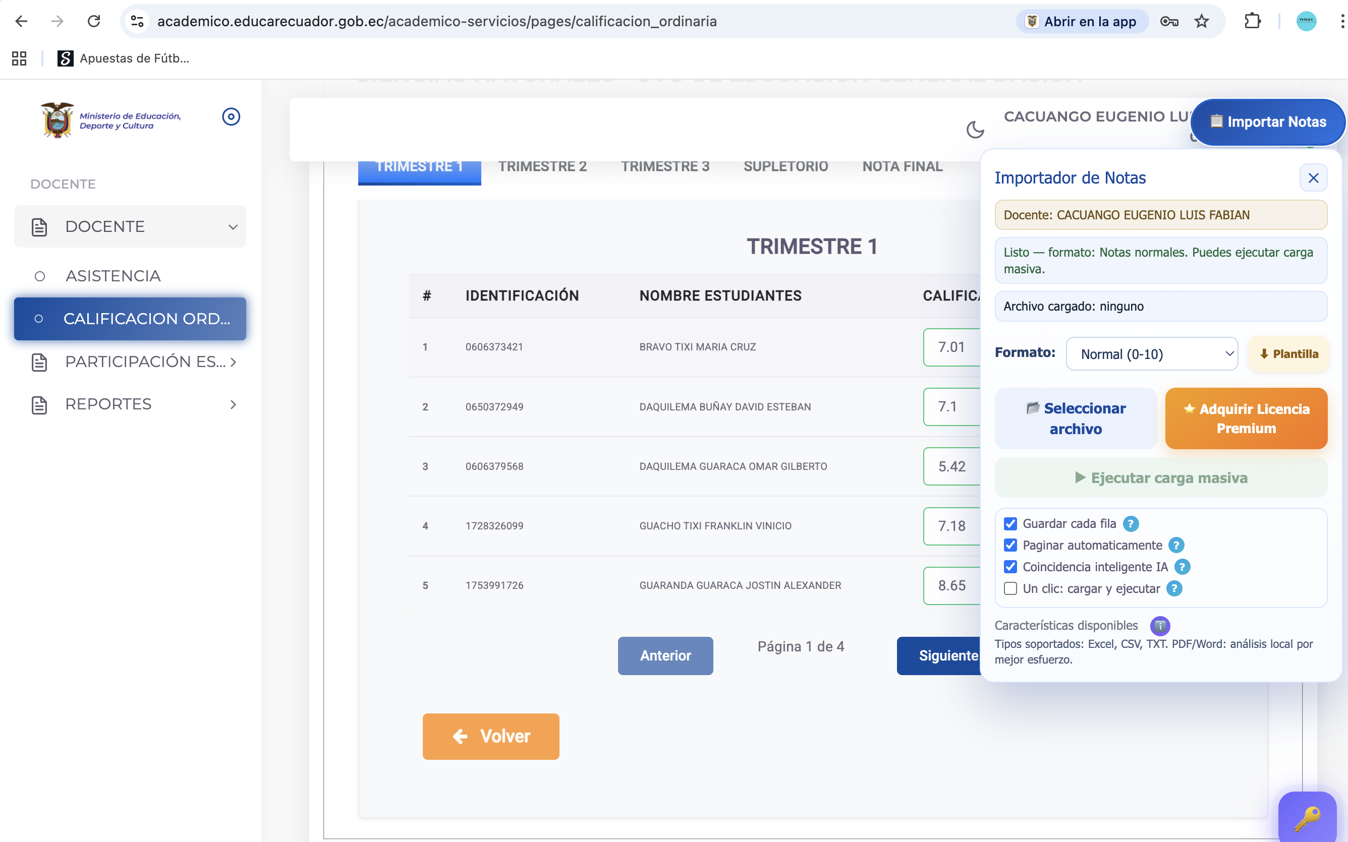 Importador de Notas — extensión Chrome